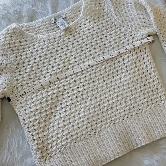 BANANA REPUBLIC Wool Angora Blend Open Knit Cropped Boat Neck Nautical Sweater M - Picture 5 of 7